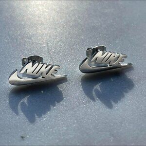 Nike Earrings - Silver Nike Swoosh Earrings - Valentines Day Gift - BF GF